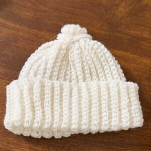 Preemie to Newborn Size Ribbed Knit Pom Beanie